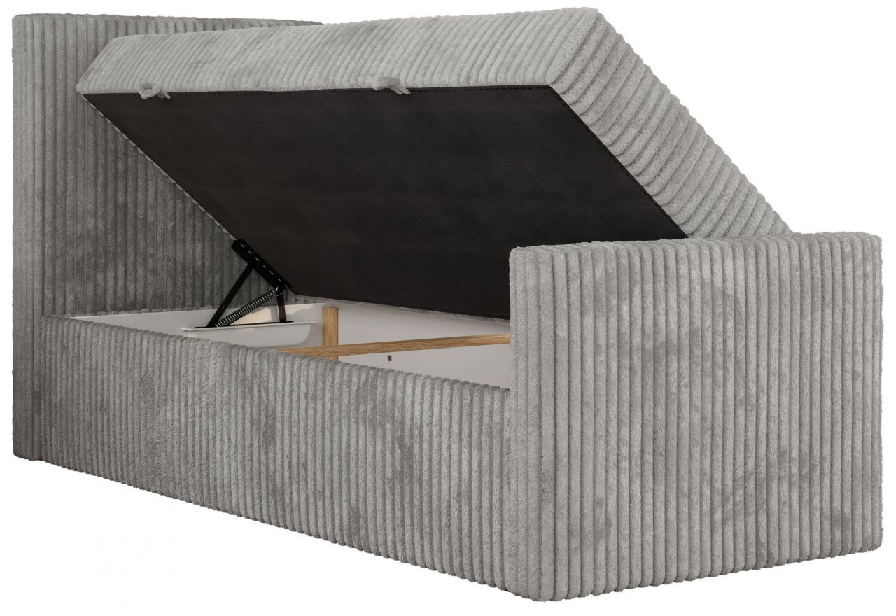 Łóżko kontynentalne TILIO DUO 90x200 - H4 - jasnoszary, sztruks - strona lewa