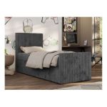 Łóżko kontynentalne TILIO DUO 90x200 - H4 - ciemnoszary, sztruks - strona lewa