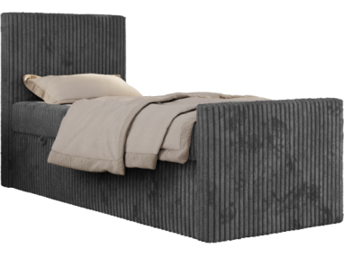 Łóżko kontynentalne TILIO DUO 90x200 - H4 - ciemnoszary, sztruks - strona lewa