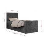 Łóżko kontynentalne TILIO DUO 90x200 - H4 - ciemnoszary, sztruks - strona lewa