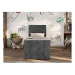 Łóżko kontynentalne TILIO DUO 90x200 - H4 - ciemnoszary, sztruks - strona lewa