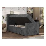 Łóżko kontynentalne TILIO DUO 90x200 - H4 - ciemnoszary, sztruks - strona lewa