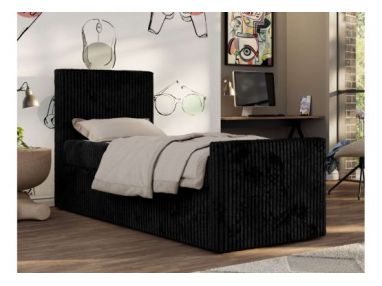 Łóżko kontynentalne TILIO DUO 90x200 - H4 - czarny, sztruks - strona lewa