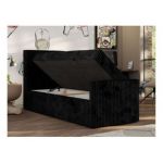 Łóżko kontynentalne TILIO DUO 90x200 - H4 - czarny, sztruks - strona lewa