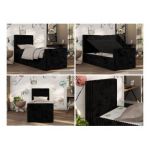 Łóżko kontynentalne TILIO DUO 90x200 - H4 - czarny, sztruks - strona lewa