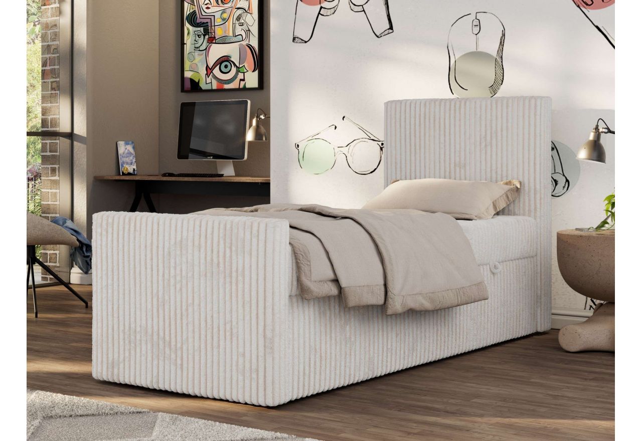 Łóżko kontynentalne TILIO DUO 90x200 - H4 - beżowy, sztruks - strona prawa