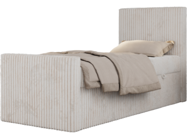 Łóżko kontynentalne TILIO DUO 90x200 - H4 - beżowy, sztruks - strona prawa