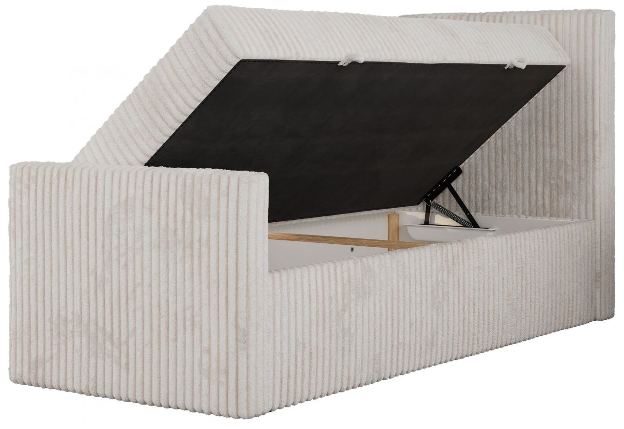 Łóżko kontynentalne TILIO DUO 90x200 - H4 - beżowy, sztruks - strona prawa