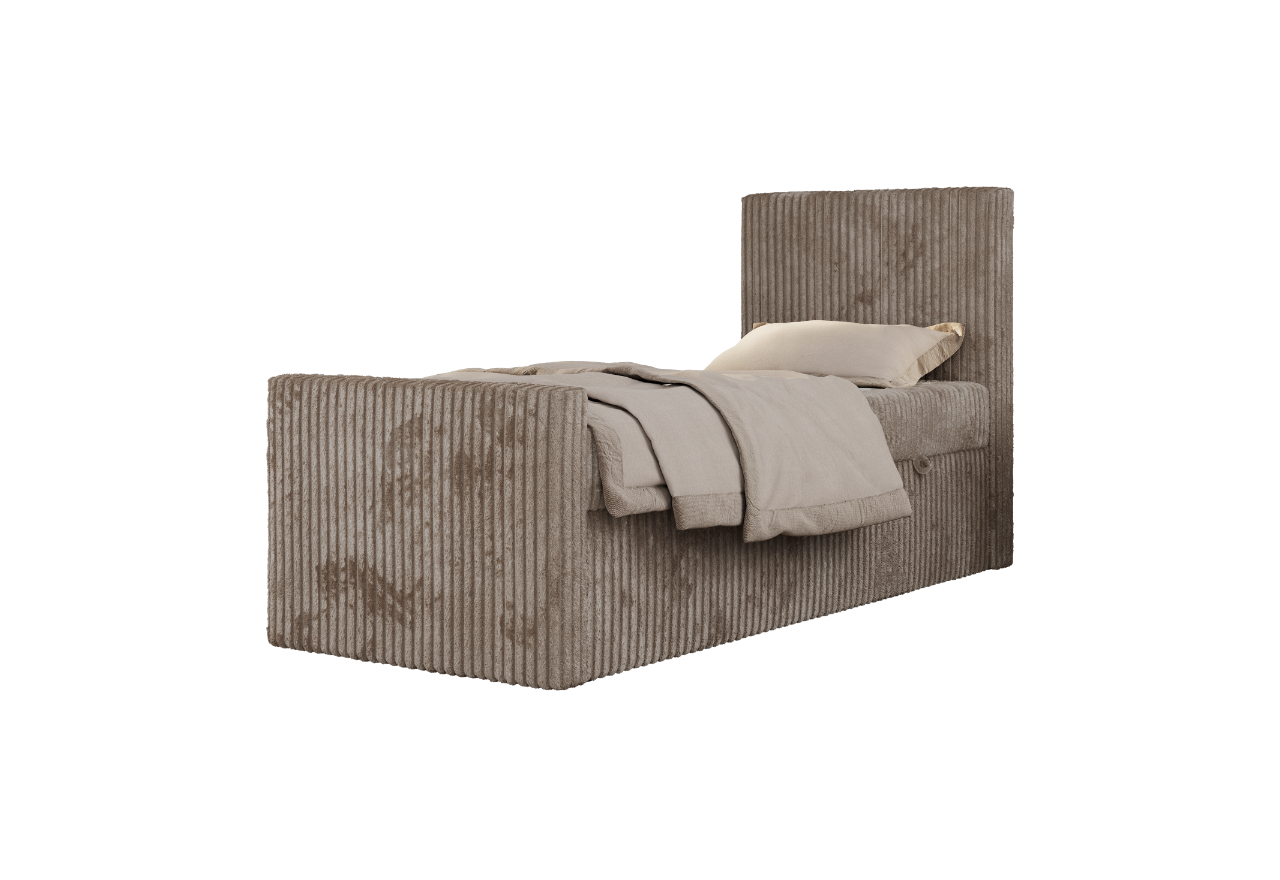 Łóżko kontynentalne TILIO DUO 90x200 - H4 - jasnobrązowy, sztruks - strona prawa