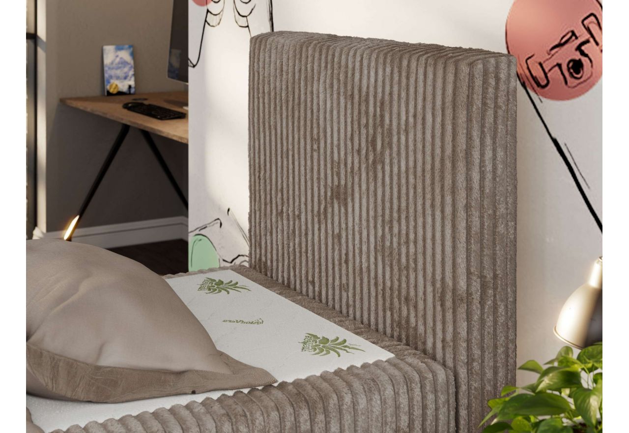 Łóżko kontynentalne TILIO DUO 90x200 - H4 - jasnobrązowy, sztruks - strona prawa