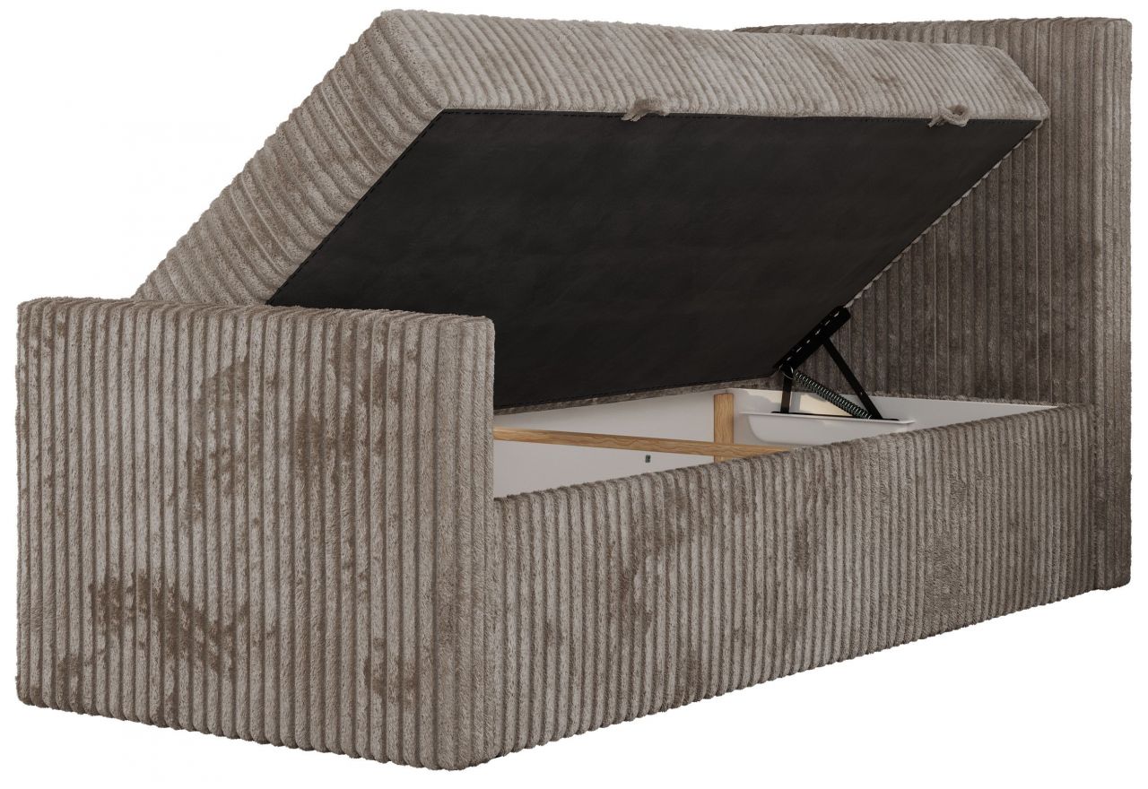 Łóżko kontynentalne TILIO DUO 90x200 - H4 - jasnobrązowy, sztruks - strona prawa