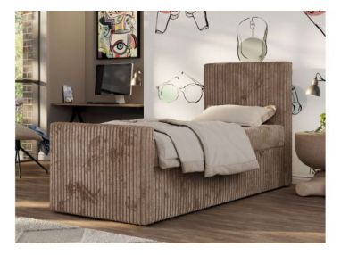 Łóżko kontynentalne TILIO DUO 90x200 - H4 - brązowy, sztruks - strona prawa