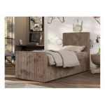 Łóżko kontynentalne TILIO DUO 90x200 - H4 - brązowy, sztruks - strona prawa