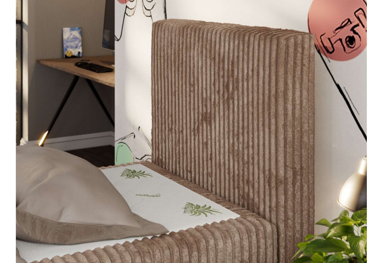 Łóżko kontynentalne TILIO DUO 90x200 - H4 - brązowy, sztruks - strona prawa