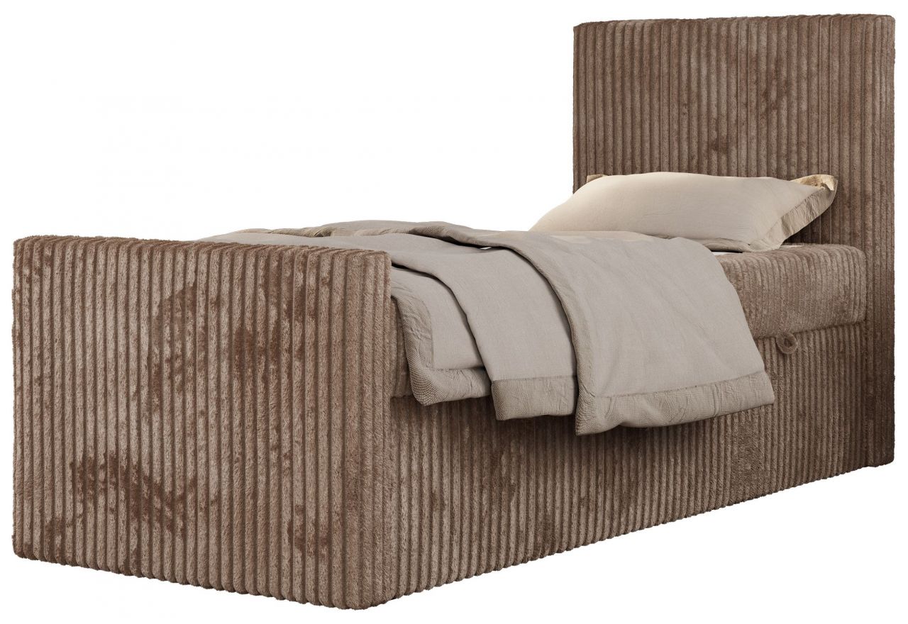 Łóżko kontynentalne TILIO DUO 90x200 - H4 - brązowy, sztruks - strona prawa