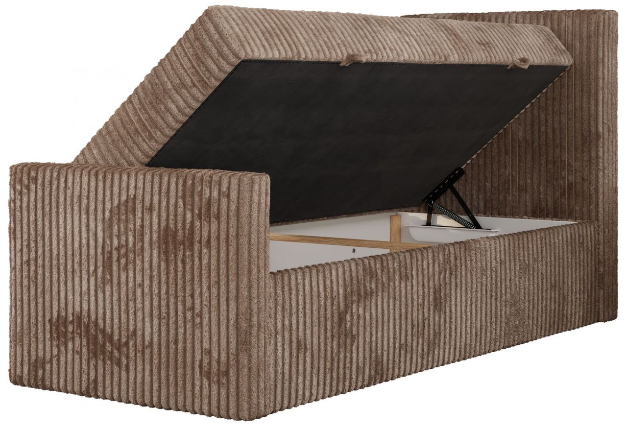 Łóżko kontynentalne TILIO DUO 90x200 - H4 - brązowy, sztruks - strona prawa