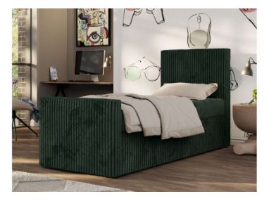 Łóżko kontynentalne TILIO DUO 90x200 - H4 - ciemnozielony, sztruks - strona prawa