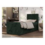 Łóżko kontynentalne TILIO DUO 90x200 - H4 - ciemnozielony, sztruks - strona prawa