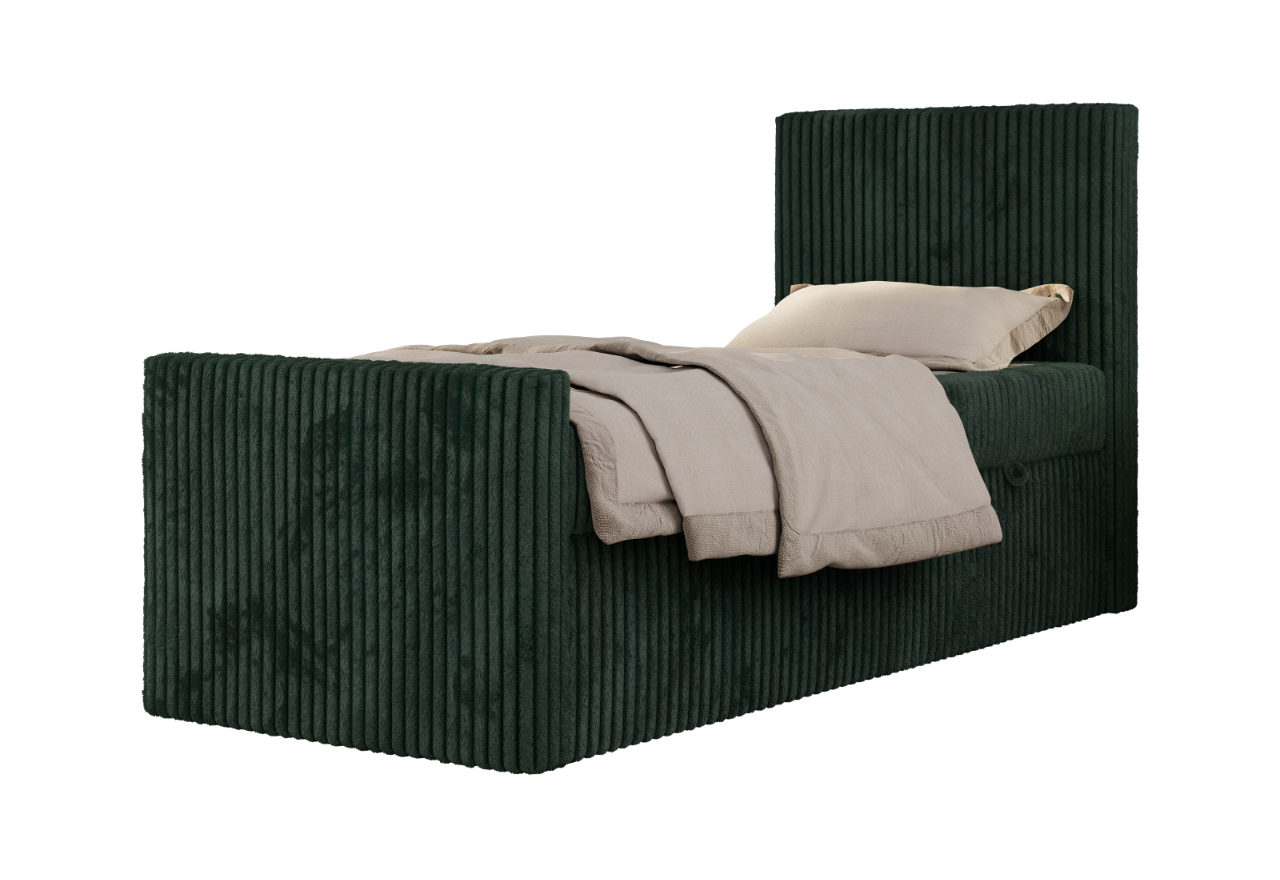 Łóżko kontynentalne TILIO DUO 90x200 - H4 - ciemnozielony, sztruks - strona prawa