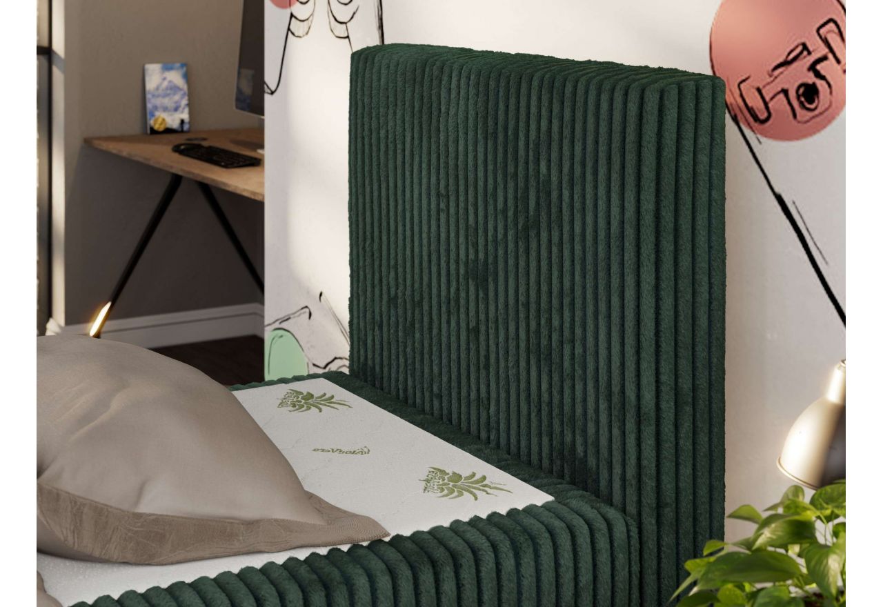Łóżko kontynentalne TILIO DUO 90x200 - H4 - ciemnozielony, sztruks - strona prawa