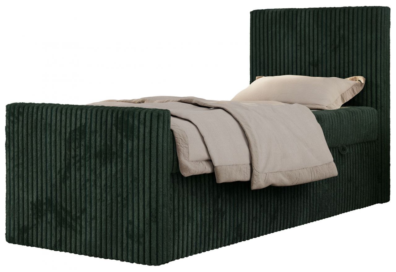 Łóżko kontynentalne TILIO DUO 90x200 - H4 - ciemnozielony, sztruks - strona prawa