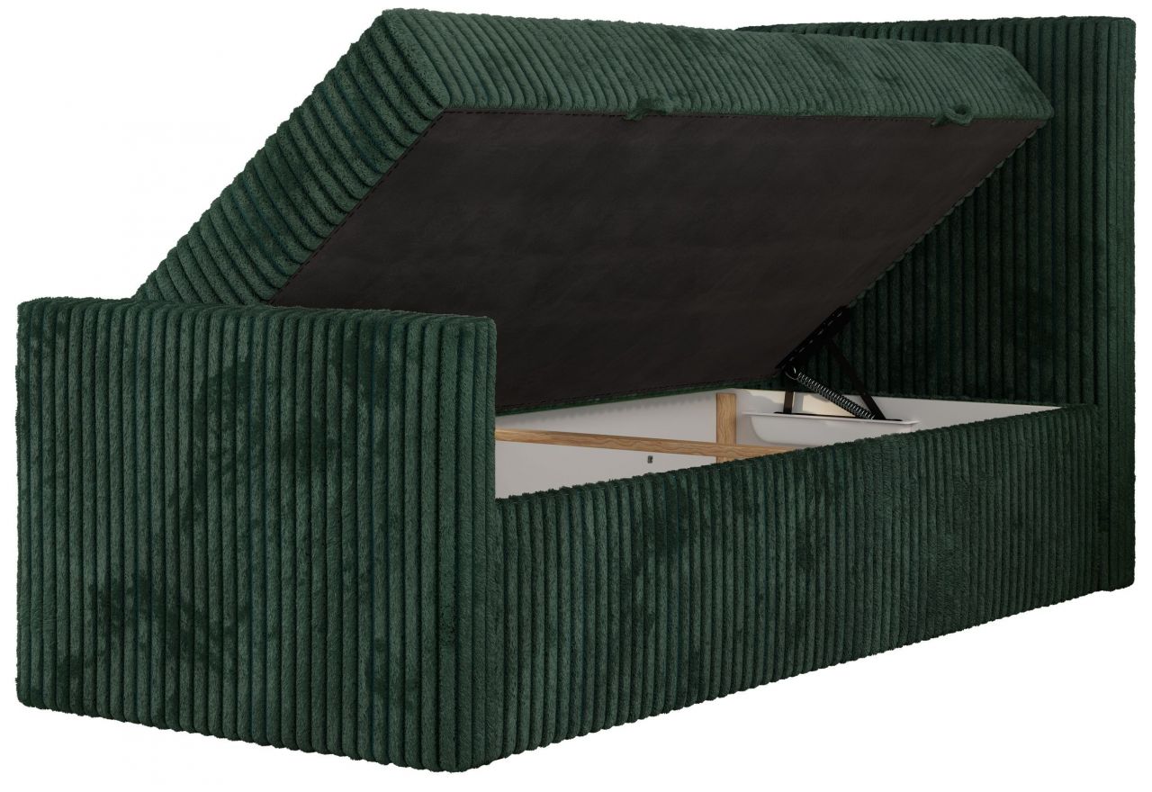 Łóżko kontynentalne TILIO DUO 90x200 - H4 - ciemnozielony, sztruks - strona prawa