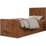 Łóżko kontynentalne TILIO DUO 90x200 - H4 - pomarańczowy, sztruks - strona prawa