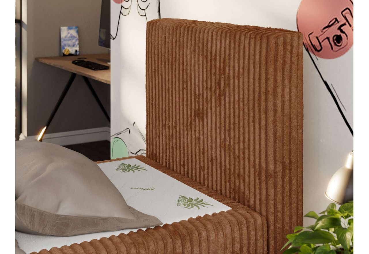 Łóżko kontynentalne TILIO DUO 90x200 - H4 - pomarańczowy, sztruks - strona prawa