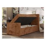 Łóżko kontynentalne TILIO DUO 90x200 - H4 - pomarańczowy, sztruks - strona prawa