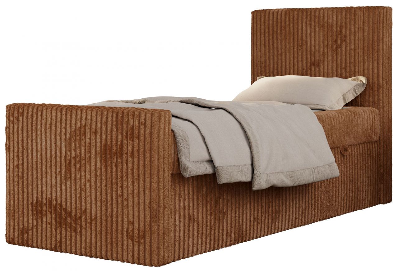 Łóżko kontynentalne TILIO DUO 90x200 - H4 - pomarańczowy, sztruks - strona prawa