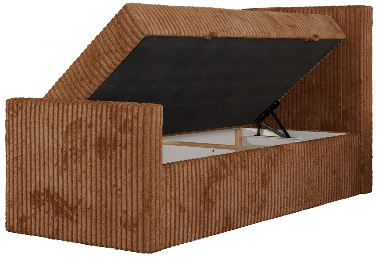 Łóżko kontynentalne TILIO DUO 90x200 - H4 - pomarańczowy, sztruks - strona prawa