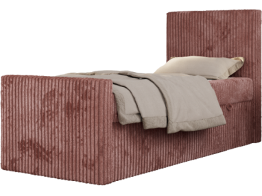 Łóżko kontynentalne TILIO DUO 90x200 - H4 - różowy, sztruks - strona prawa