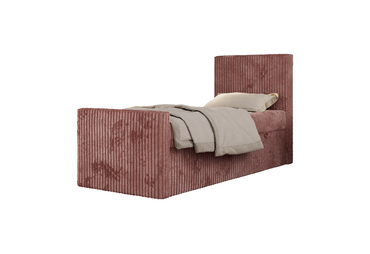 Łóżko kontynentalne TILIO DUO 90x200 - H4 - różowy, sztruks - strona prawa