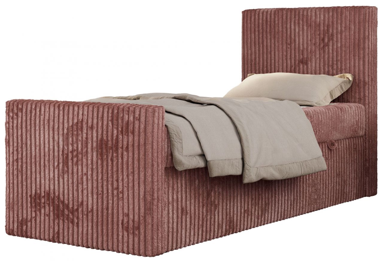 Łóżko kontynentalne TILIO DUO 90x200 - H4 - różowy, sztruks - strona prawa