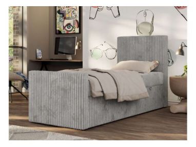 Łóżko kontynentalne TILIO DUO 90x200 - H4 - jasnoszary, sztruks - strona prawa