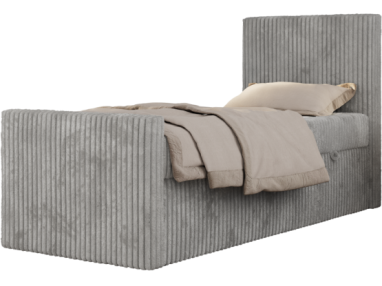 Łóżko kontynentalne TILIO DUO 90x200 - H4 - jasnoszary, sztruks - strona prawa
