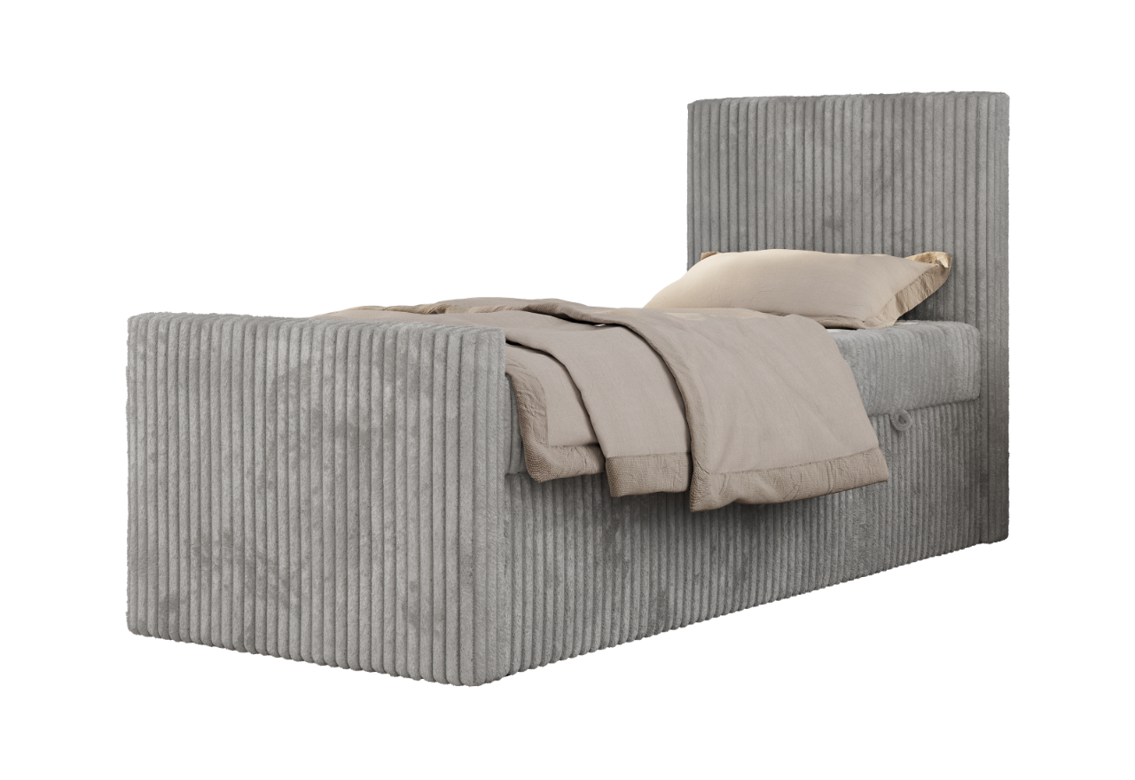 Łóżko kontynentalne TILIO DUO 90x200 - H4 - jasnoszary, sztruks - strona prawa