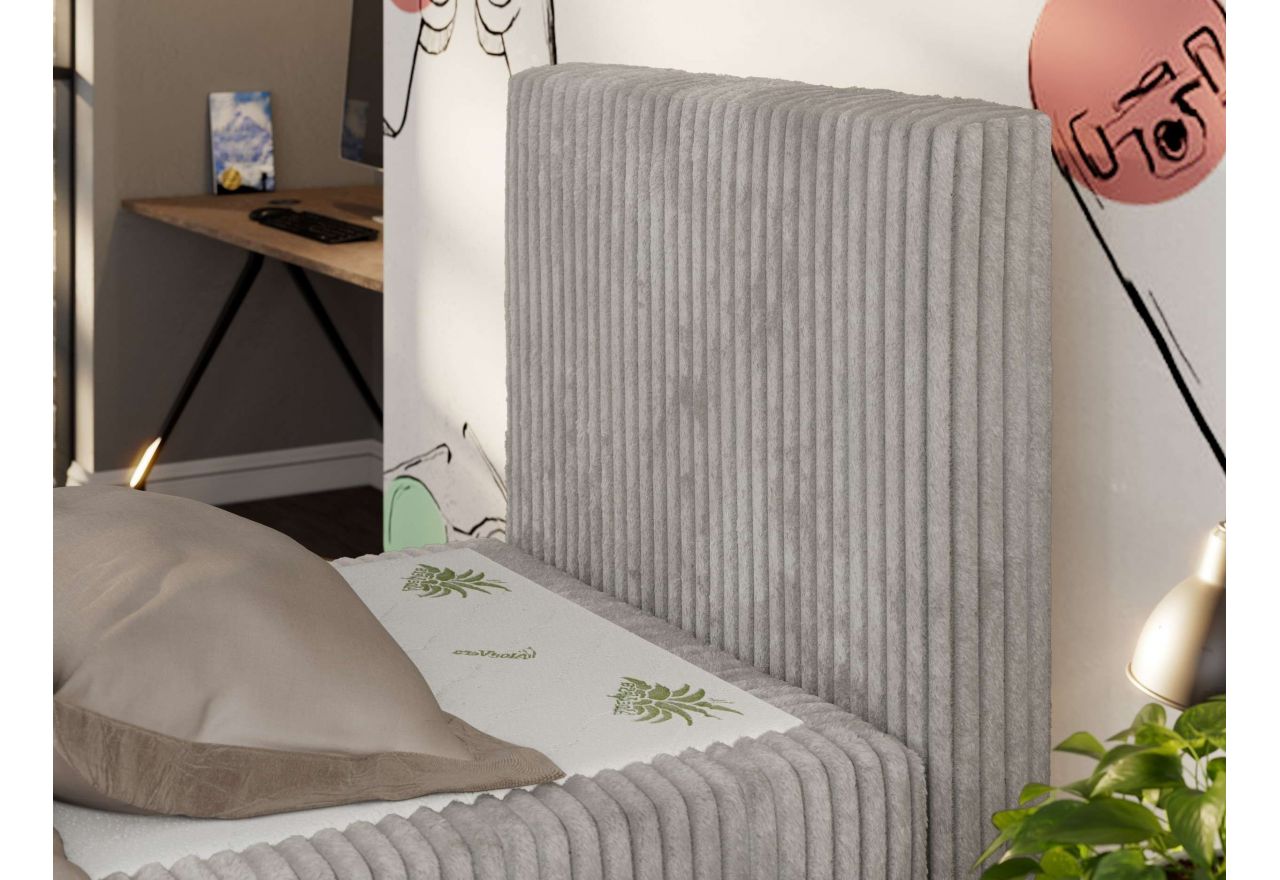 Łóżko kontynentalne TILIO DUO 90x200 - H4 - jasnoszary, sztruks - strona prawa