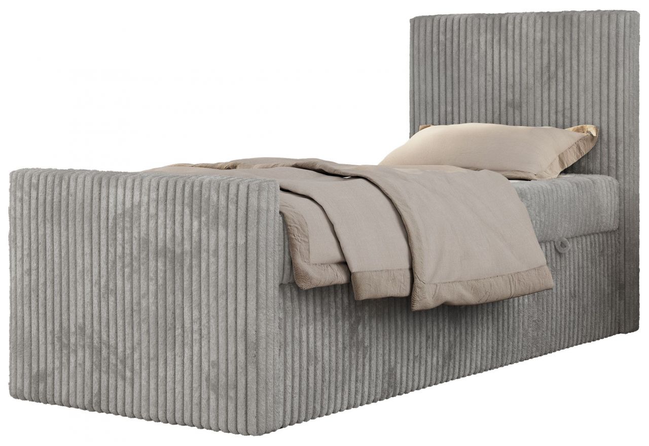 Łóżko kontynentalne TILIO DUO 90x200 - H4 - jasnoszary, sztruks - strona prawa