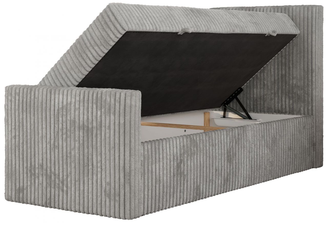 Łóżko kontynentalne TILIO DUO 90x200 - H4 - jasnoszary, sztruks - strona prawa