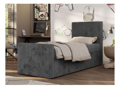 Łóżko kontynentalne TILIO DUO 90x200 - H4 - ciemnoszary, sztruks - strona prawa