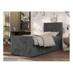 Łóżko kontynentalne TILIO DUO 90x200 - H4 - ciemnoszary, sztruks - strona prawa