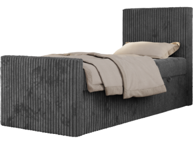Łóżko kontynentalne TILIO DUO 90x200 - H4 - ciemnoszary, sztruks - strona prawa