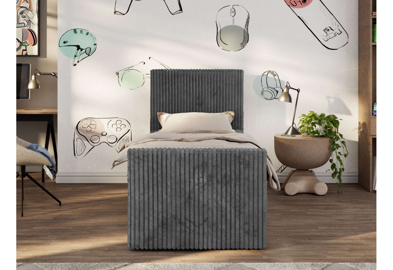 Łóżko kontynentalne TILIO DUO 90x200 - H4 - ciemnoszary, sztruks - strona prawa