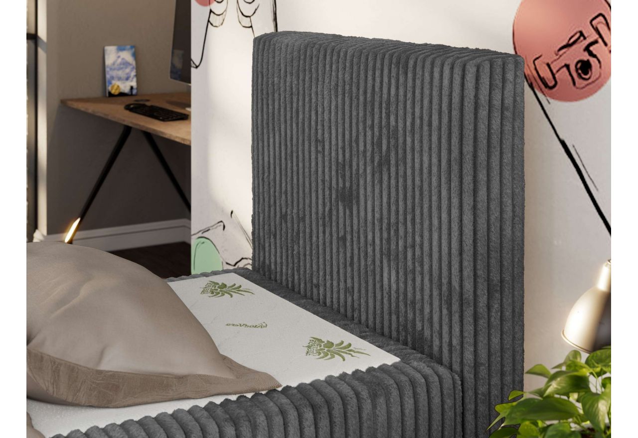 Łóżko kontynentalne TILIO DUO 90x200 - H4 - ciemnoszary, sztruks - strona prawa