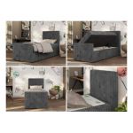 Łóżko kontynentalne TILIO DUO 90x200 - H4 - ciemnoszary, sztruks - strona prawa