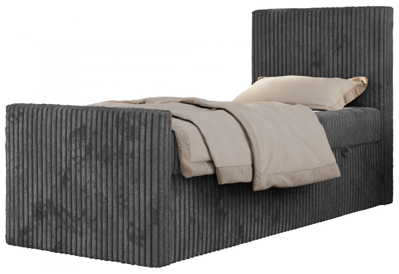 Łóżko kontynentalne TILIO DUO 90x200 - H4 - ciemnoszary, sztruks - strona prawa