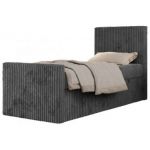 Łóżko kontynentalne TILIO DUO 90x200 - H4 - ciemnoszary, sztruks - strona prawa