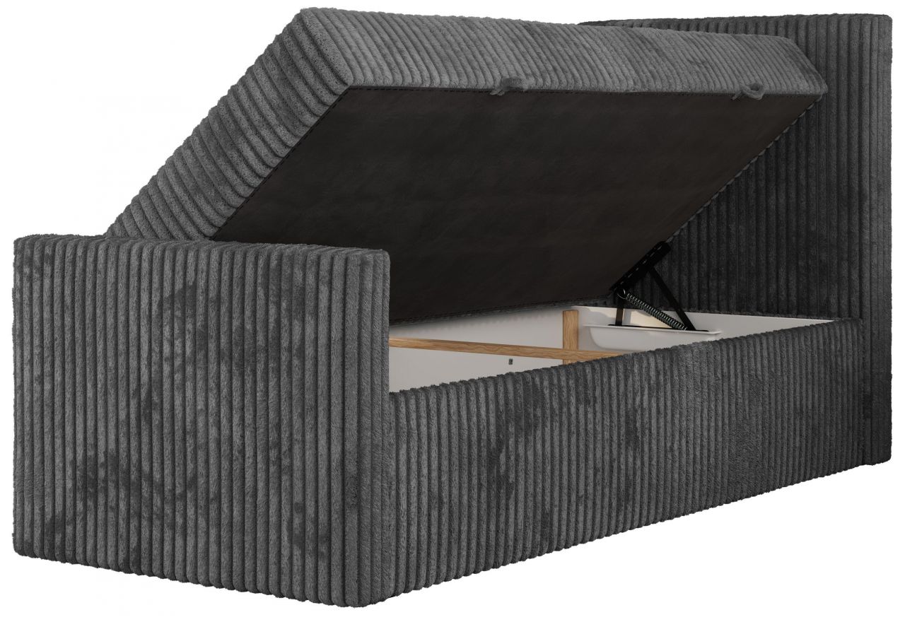 Łóżko kontynentalne TILIO DUO 90x200 - H4 - ciemnoszary, sztruks - strona prawa