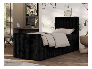 Łóżko kontynentalne TILIO DUO 90x200 - H4 - czarny, sztruks - strona prawa